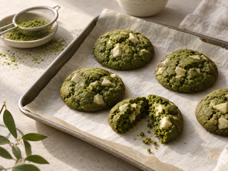 Matcha Cookies Rezept: weich, grün, mit weißer Schokolade