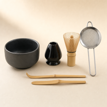 Matcha Keramik Set Schwarz 6-teilig – Detailansicht